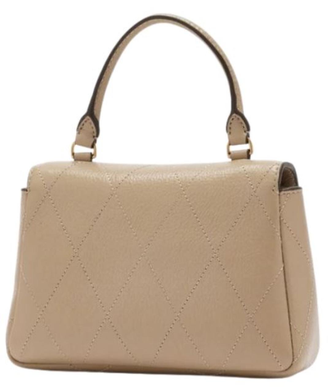 TORY BURCH Бежевая кожаная сумка с короткими ручками, фото 2