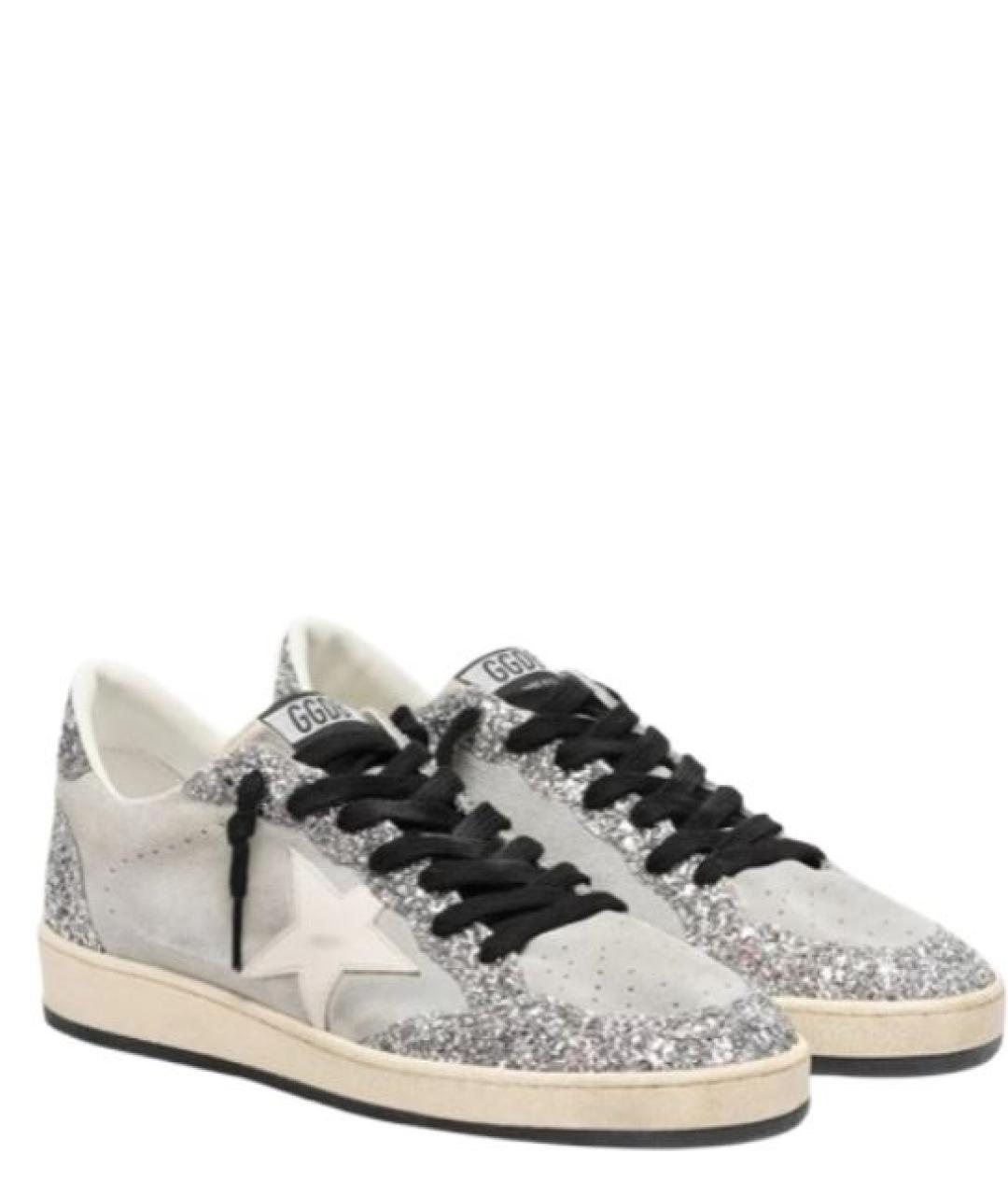 GOLDEN GOOSE Серебряные кожаные кеды, фото 2