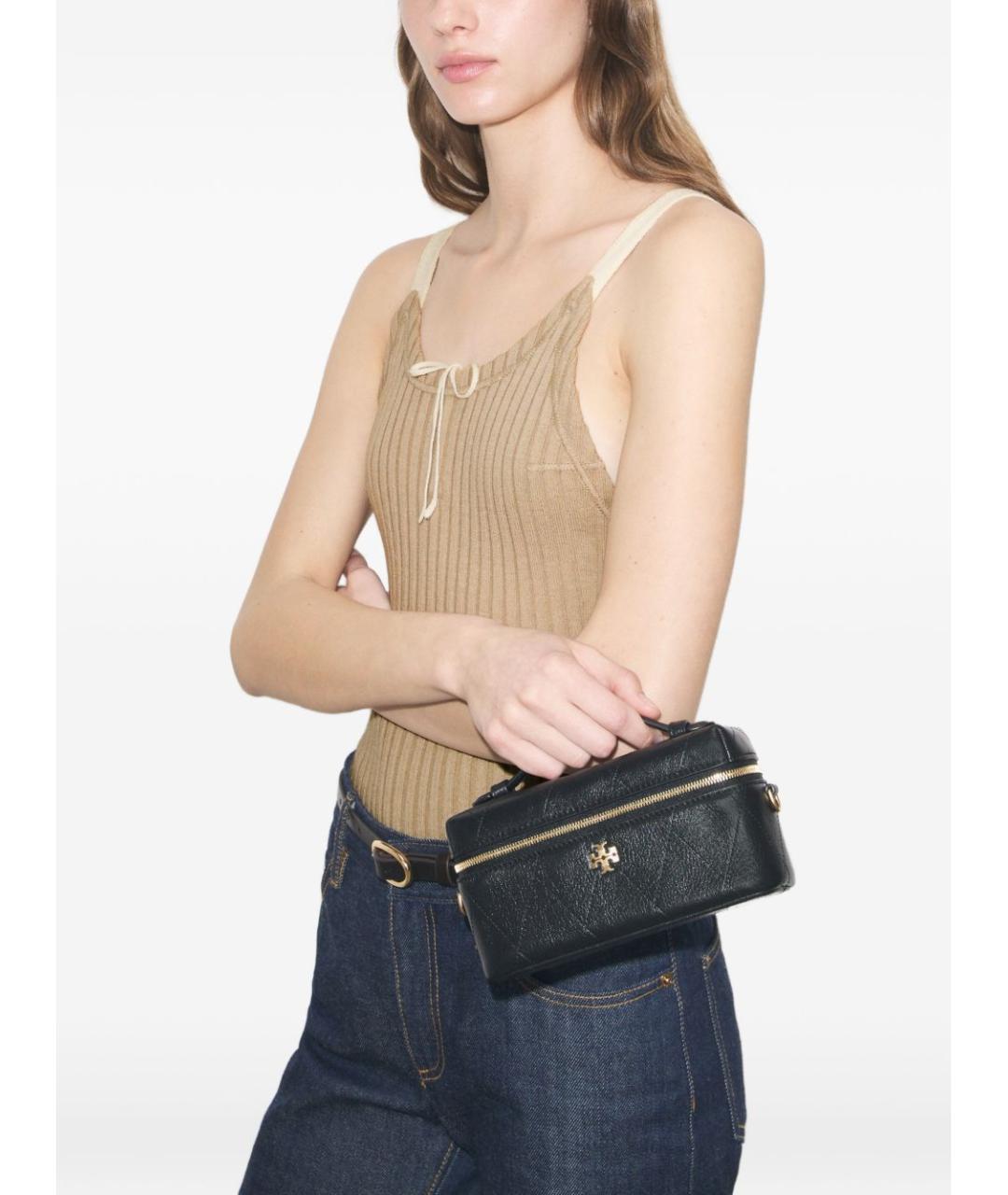 TORY BURCH Черная кожаная сумка с короткими ручками, фото 3