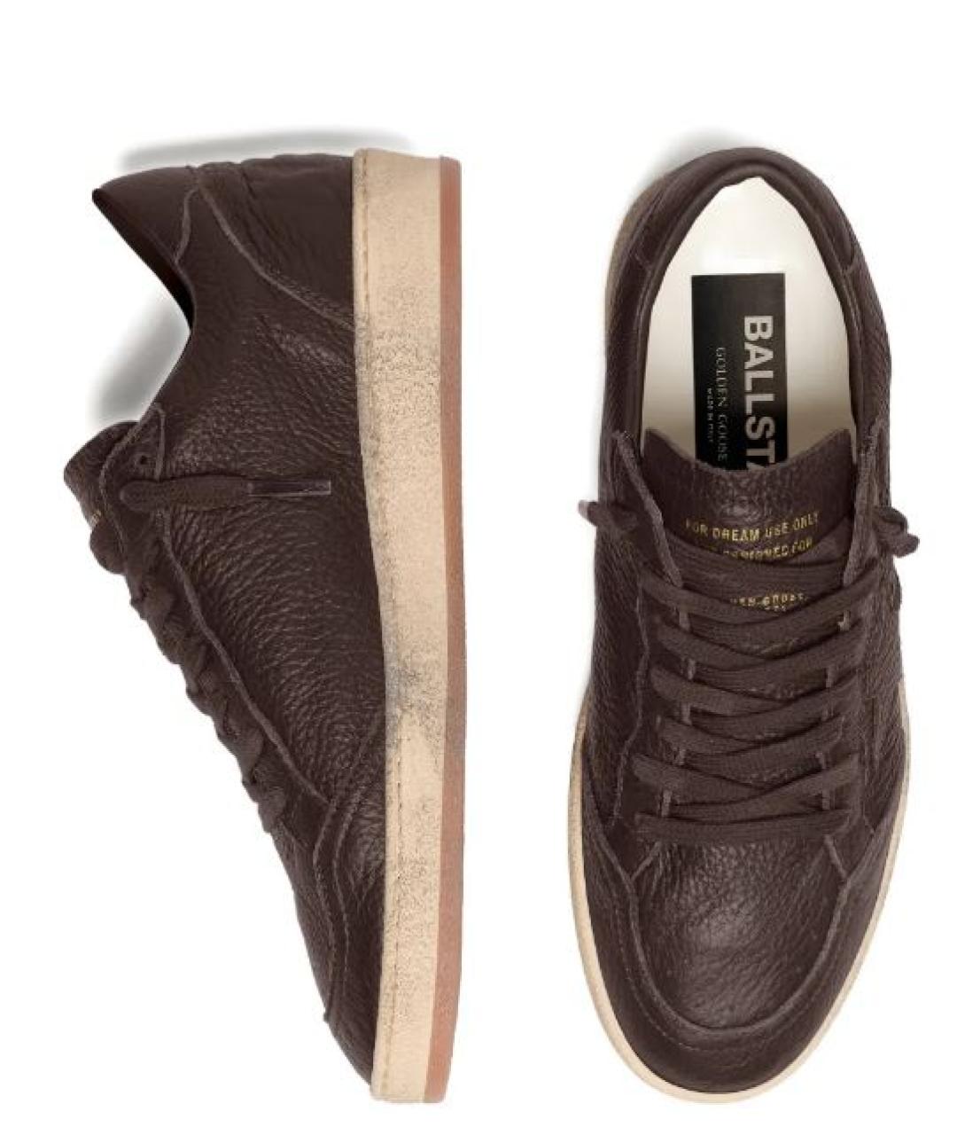 GOLDEN GOOSE Коричневые кожаные низкие кроссовки / кеды, фото 2