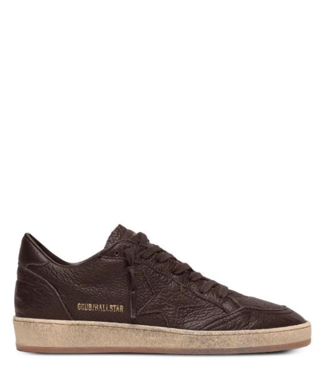 GOLDEN GOOSE Коричневые кожаные низкие кроссовки / кеды, фото 1