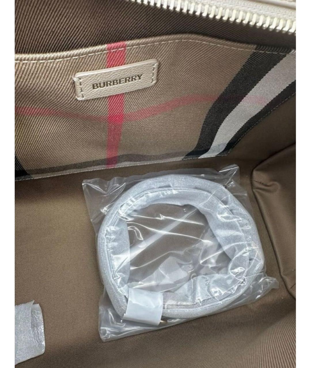 BURBERRY Бежевая кожаная сумка тоут, фото 5