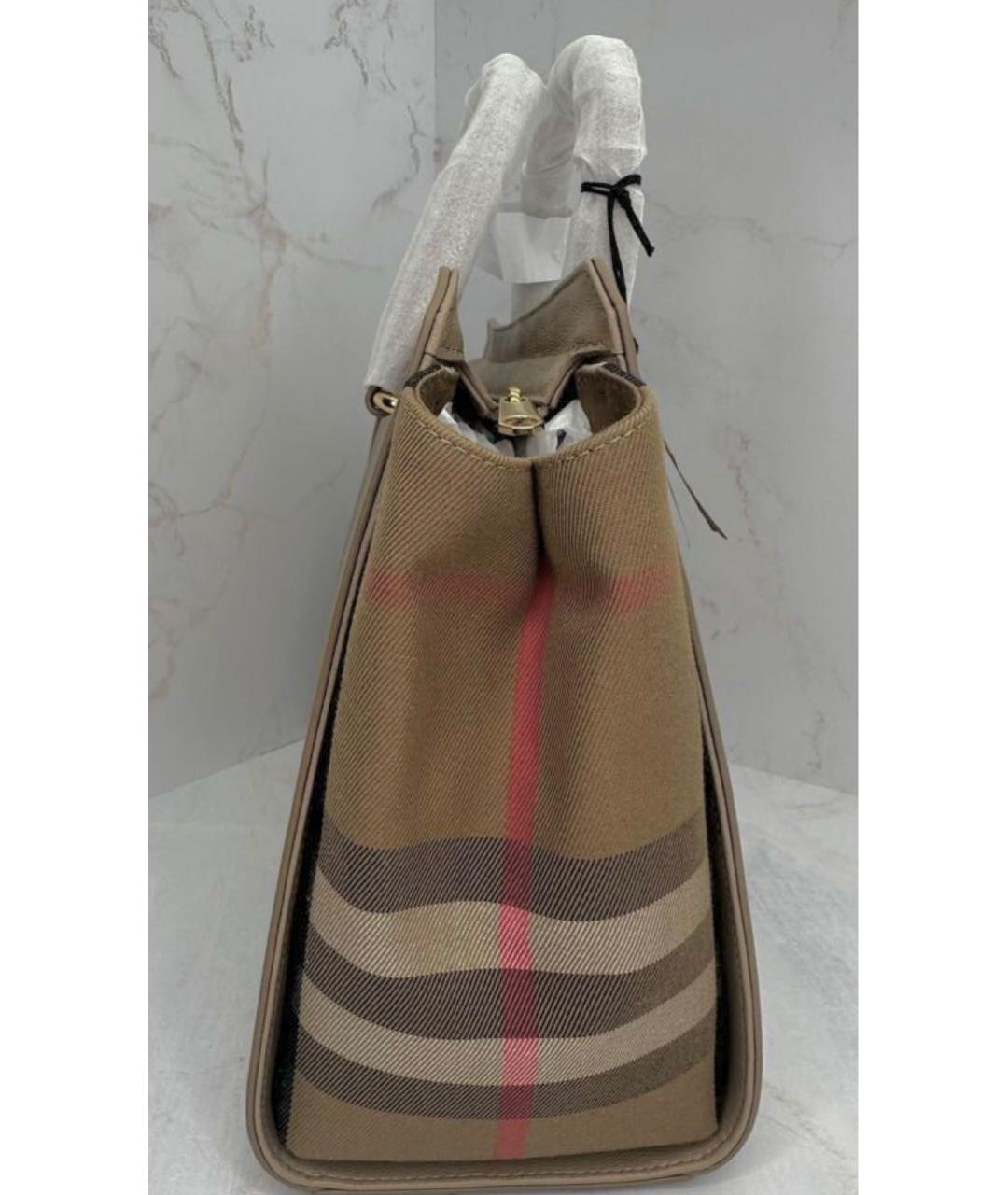 BURBERRY Бежевая кожаная сумка тоут, фото 4