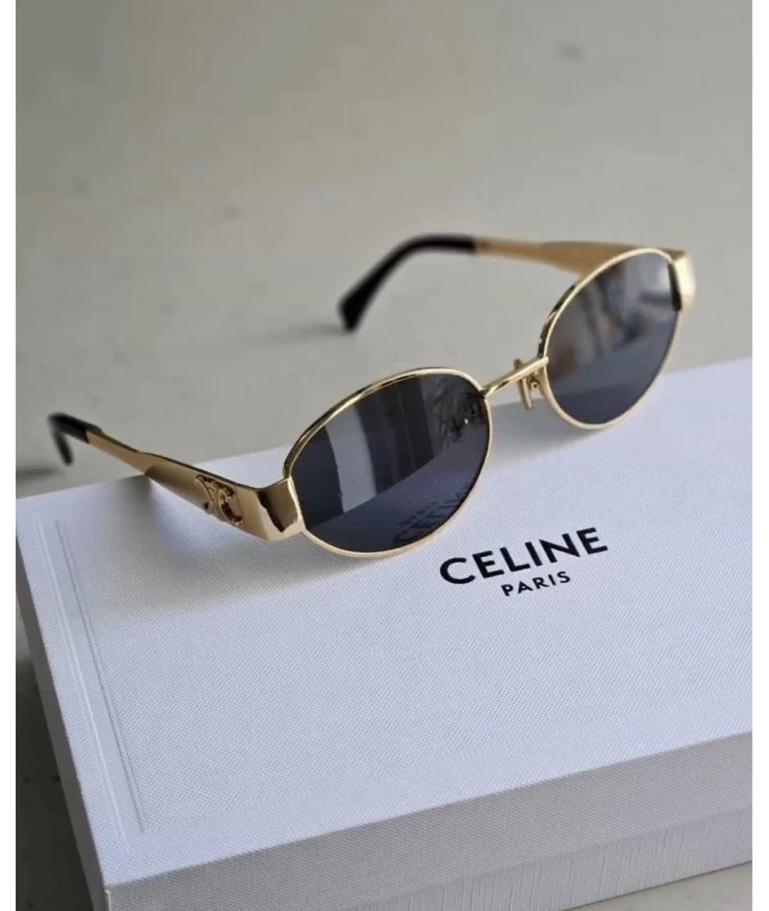 CELINE Золотые металлические солнцезащитные очки, фото 5