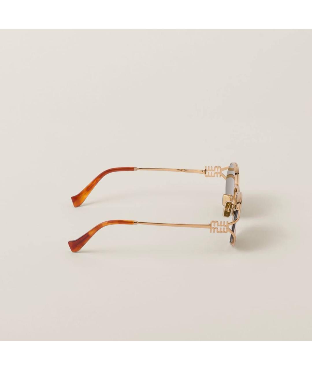 MIU MIU Золотые металлические солнцезащитные очки, фото 5