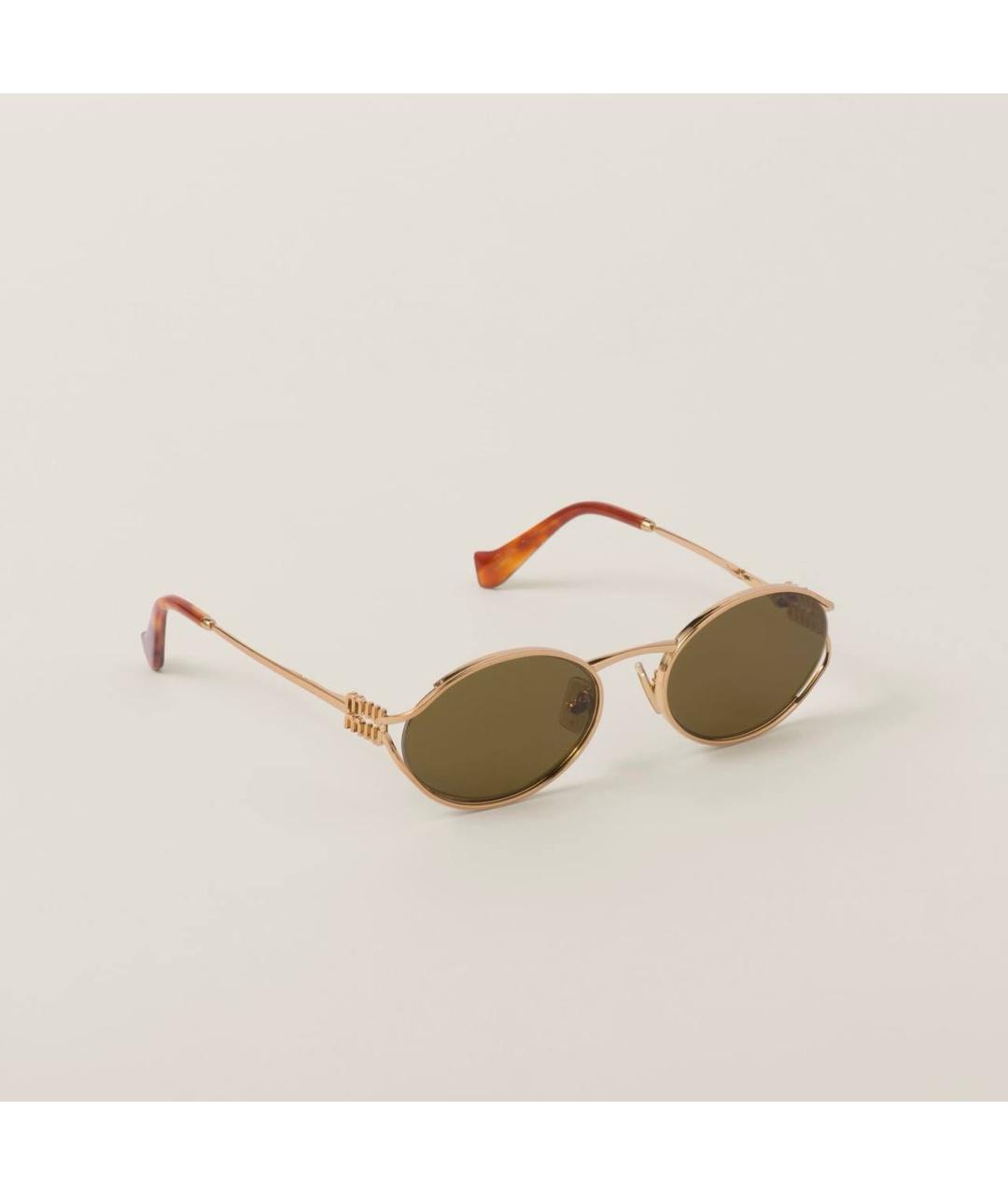 MIU MIU Золотые металлические солнцезащитные очки, фото 4