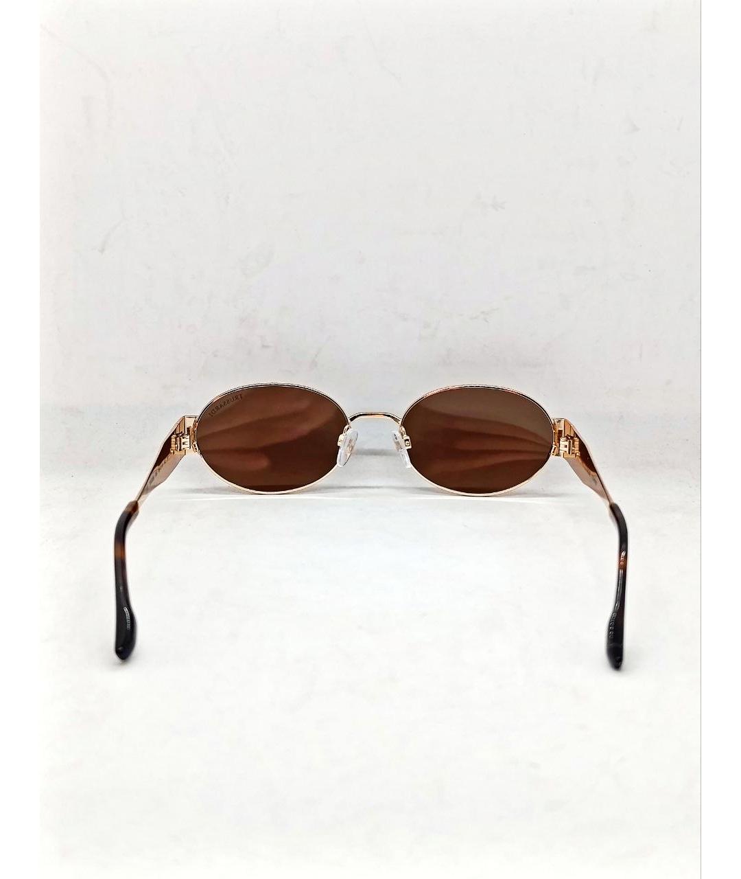 TRUSSARDI Золотые металлические солнцезащитные очки, фото 4