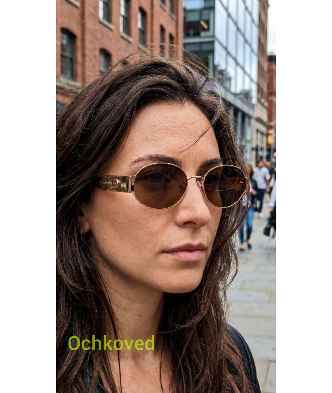 TRUSSARDI Золотые металлические солнцезащитные очки, фото 6