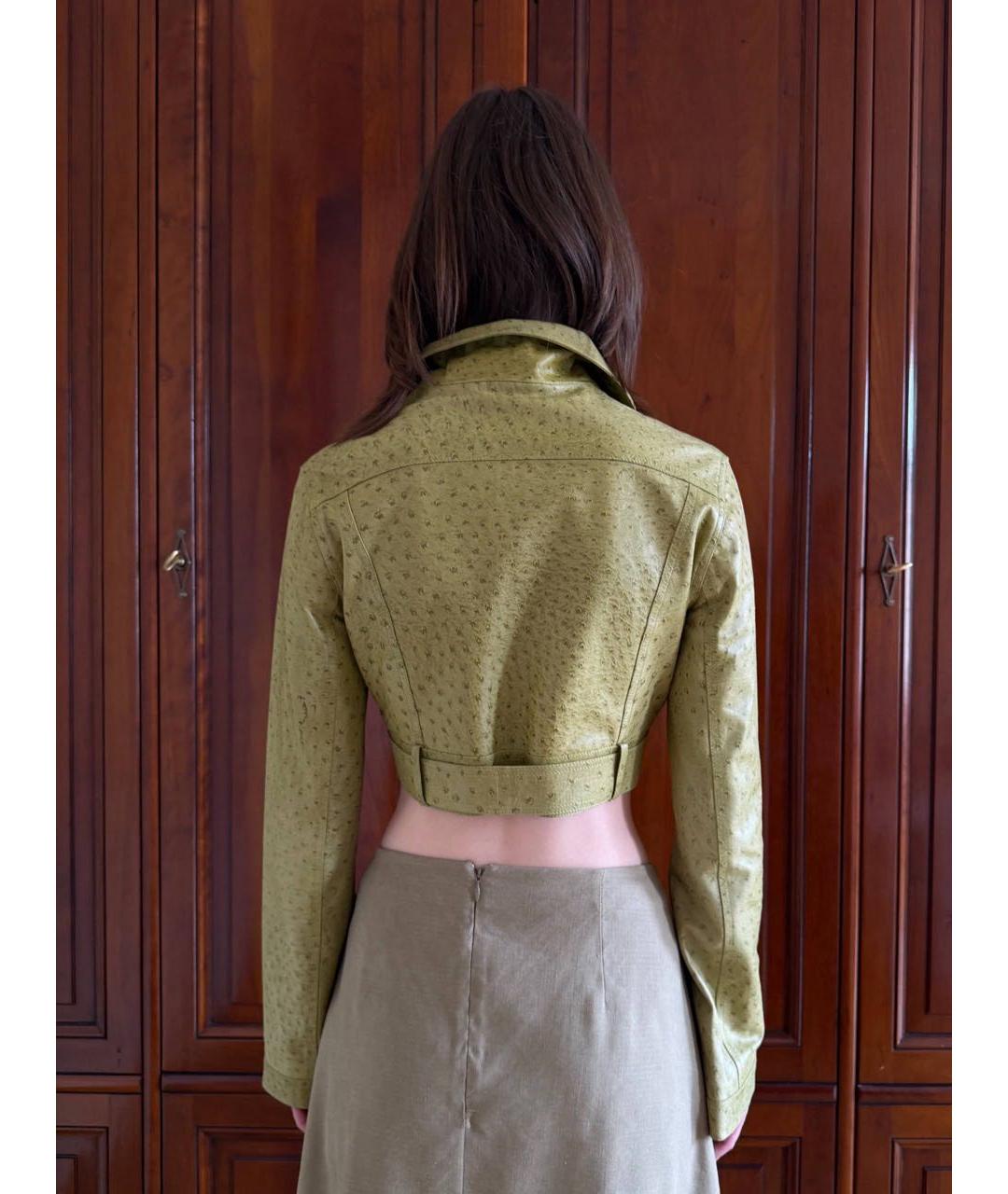 CHRISTIAN DIOR Хаки кожаная куртка, фото 4