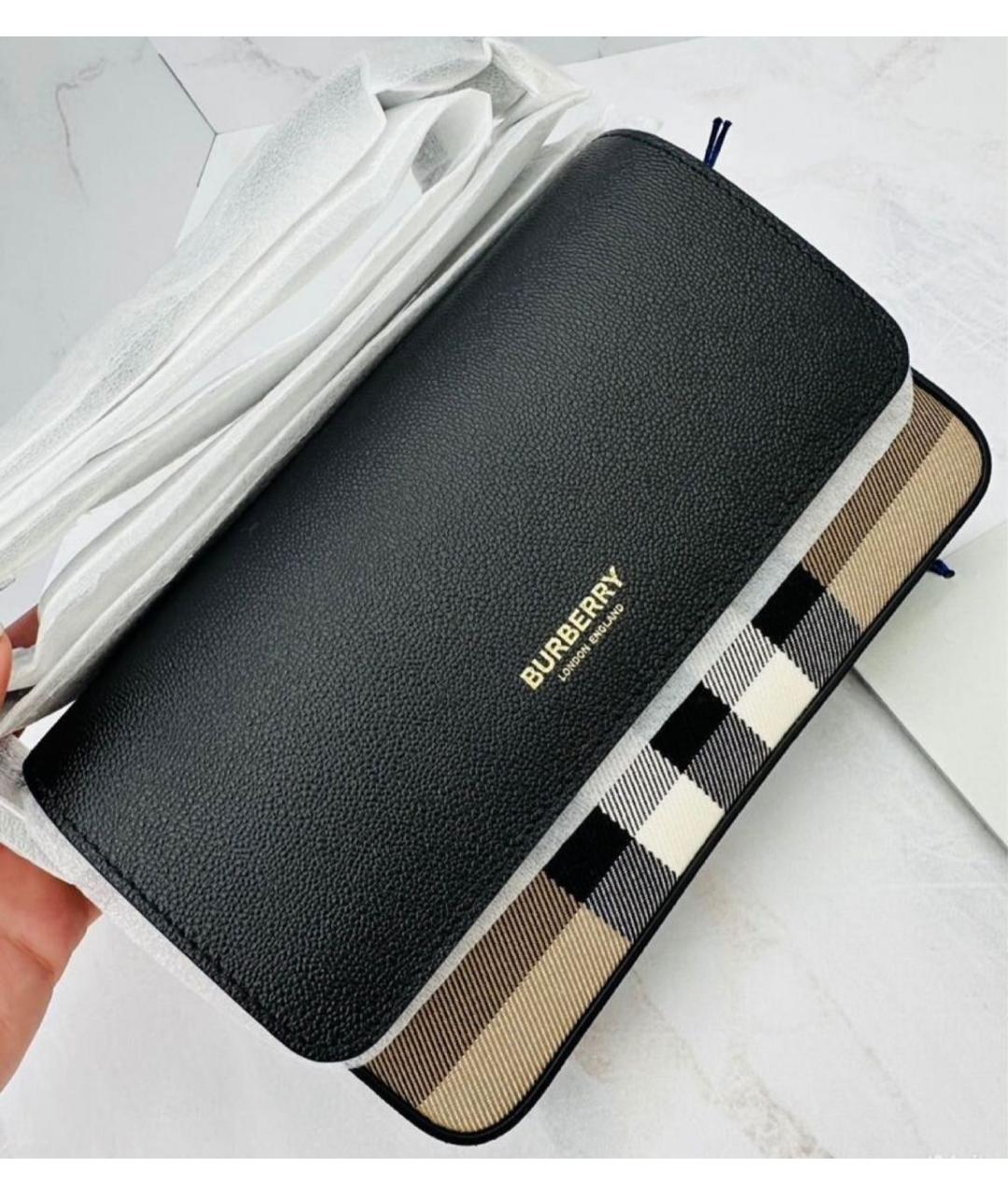 BURBERRY Черная кожаная сумка через плечо, фото 7