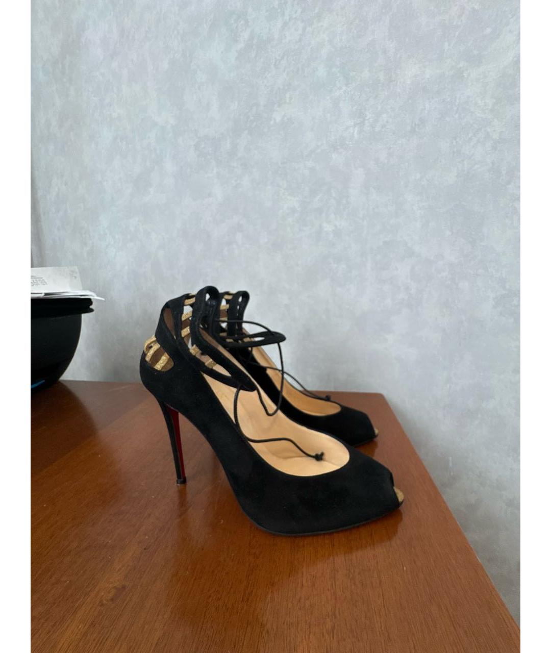 CHRISTIAN LOUBOUTIN Черные замшевые туфли, фото 5