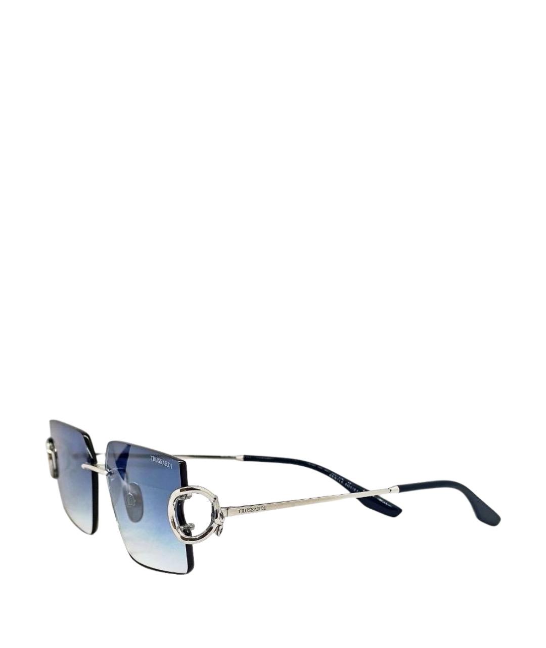 TRUSSARDI Серебряные металлические солнцезащитные очки, фото 1