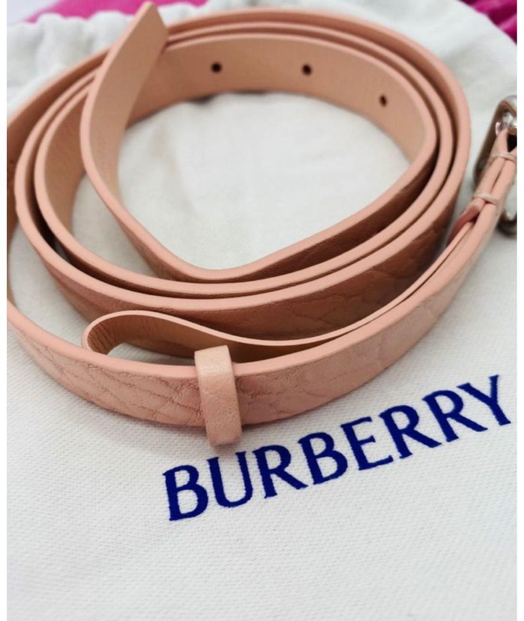 BURBERRY Розовый кожаный ремень, фото 6