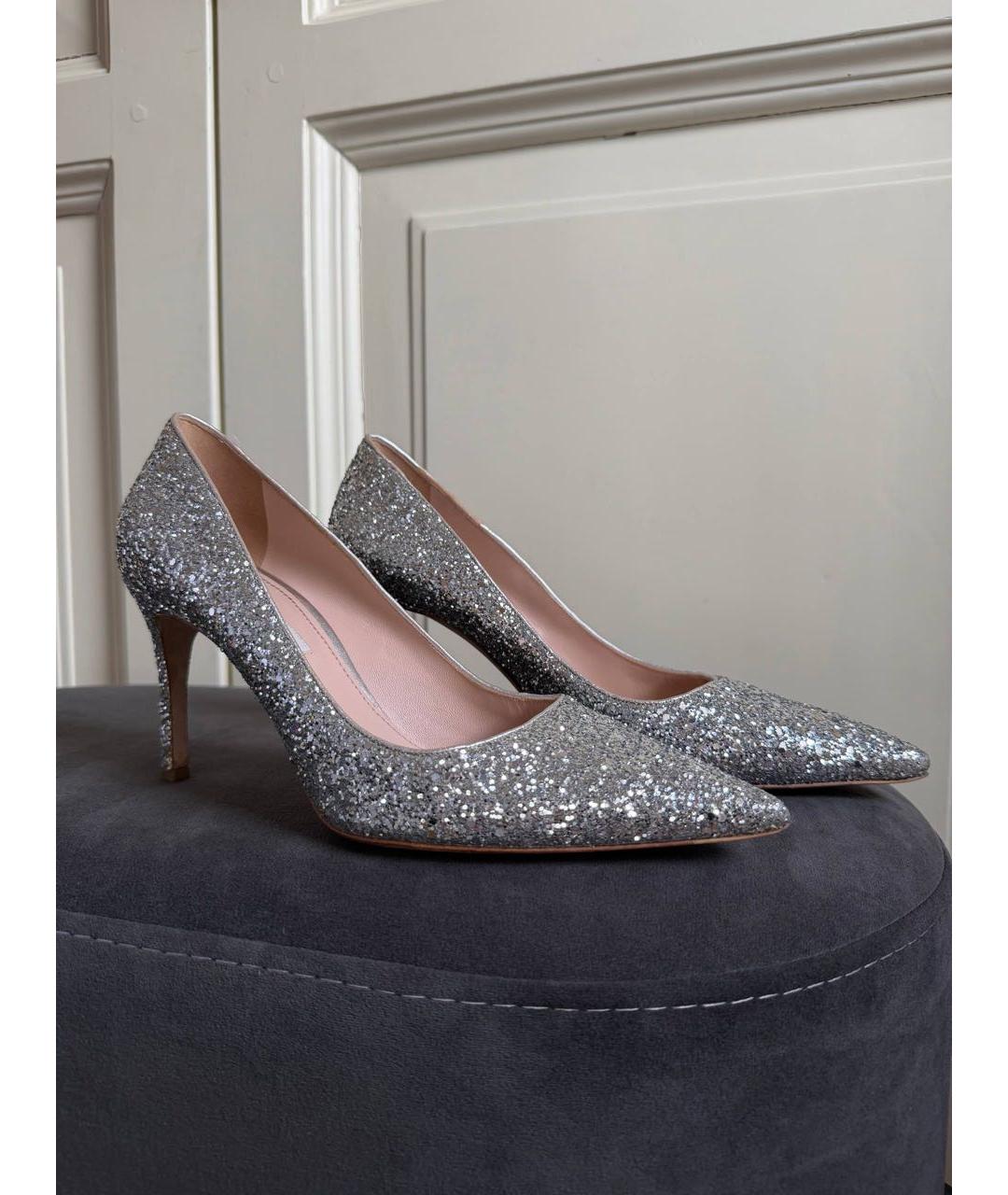 MIU MIU Серебряные кожаные туфли, фото 2
