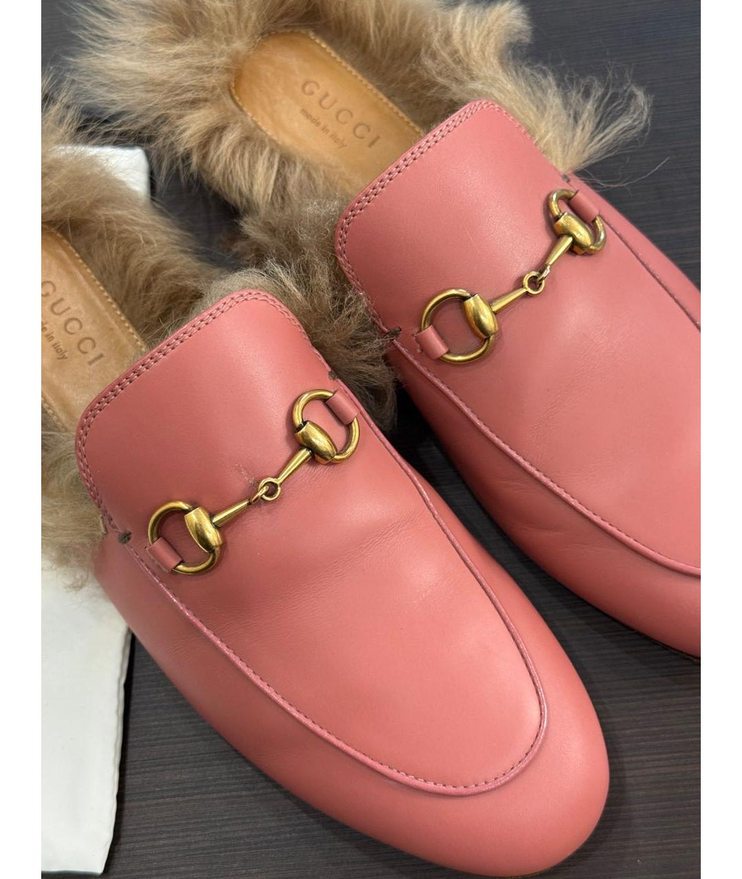 GUCCI Коралловые кожаные мюли, фото 4