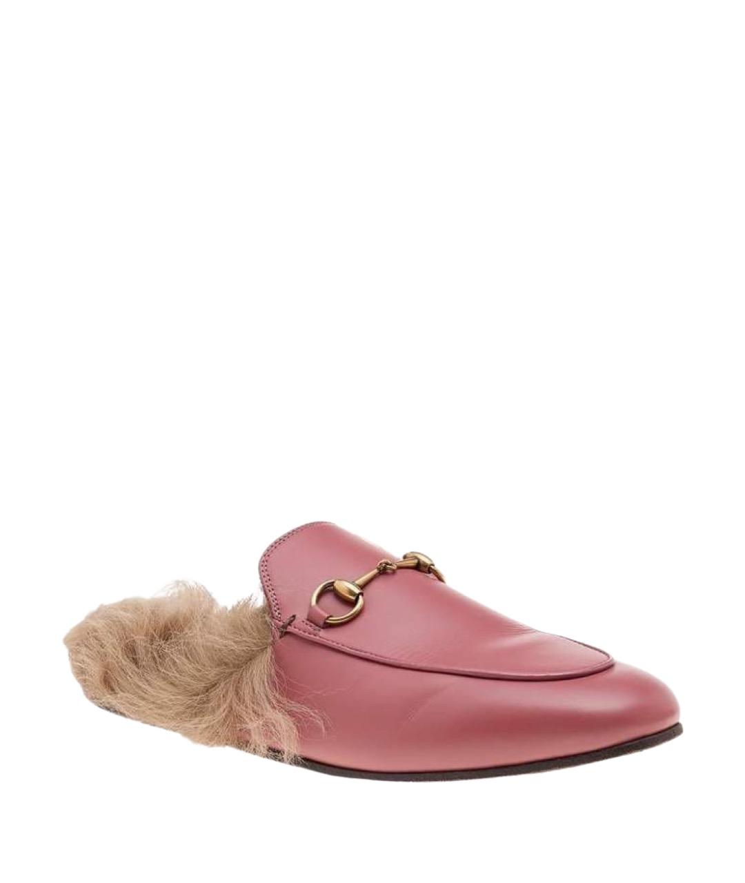 GUCCI Коралловые кожаные мюли, фото 1