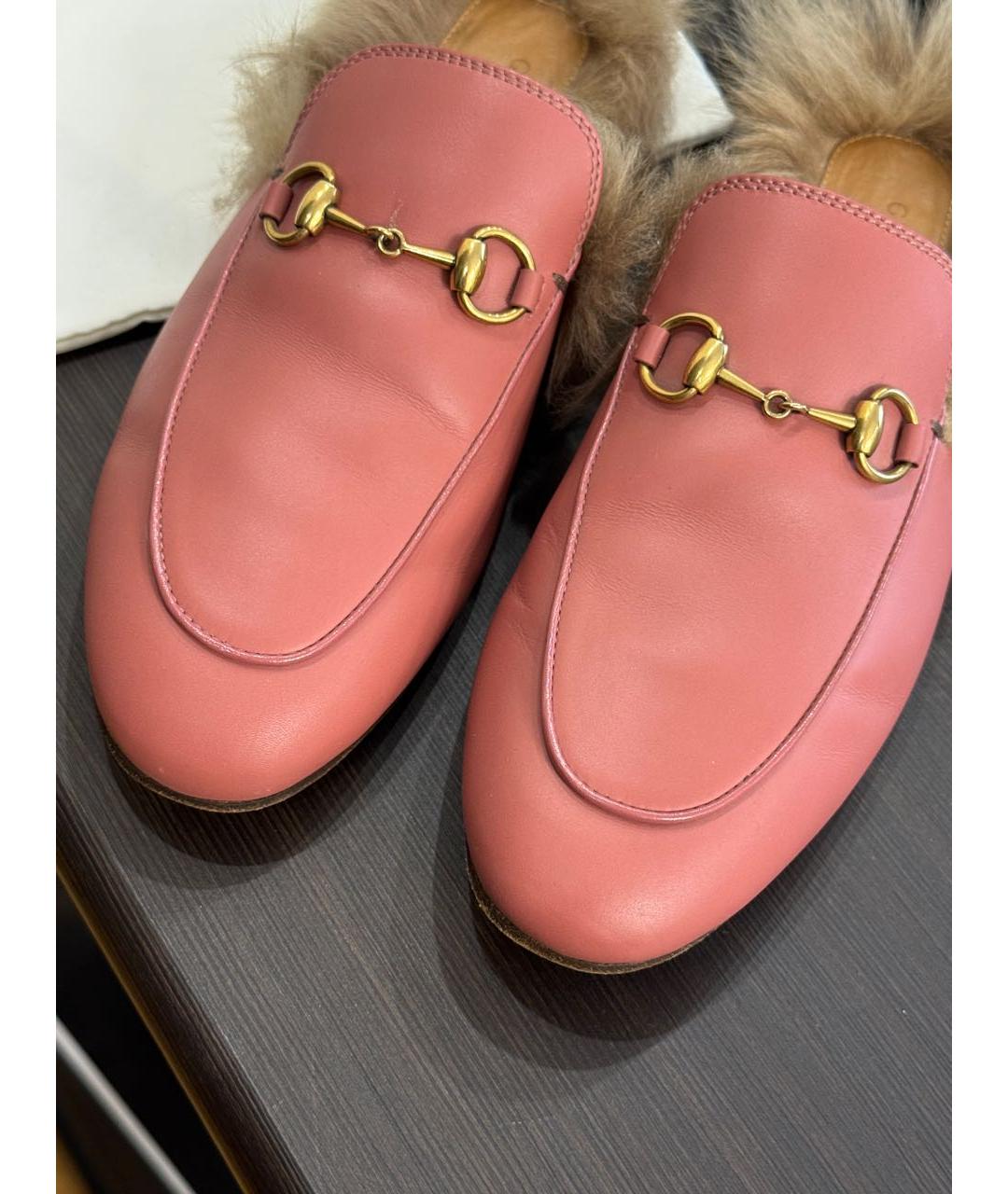 GUCCI Коралловые кожаные мюли, фото 5