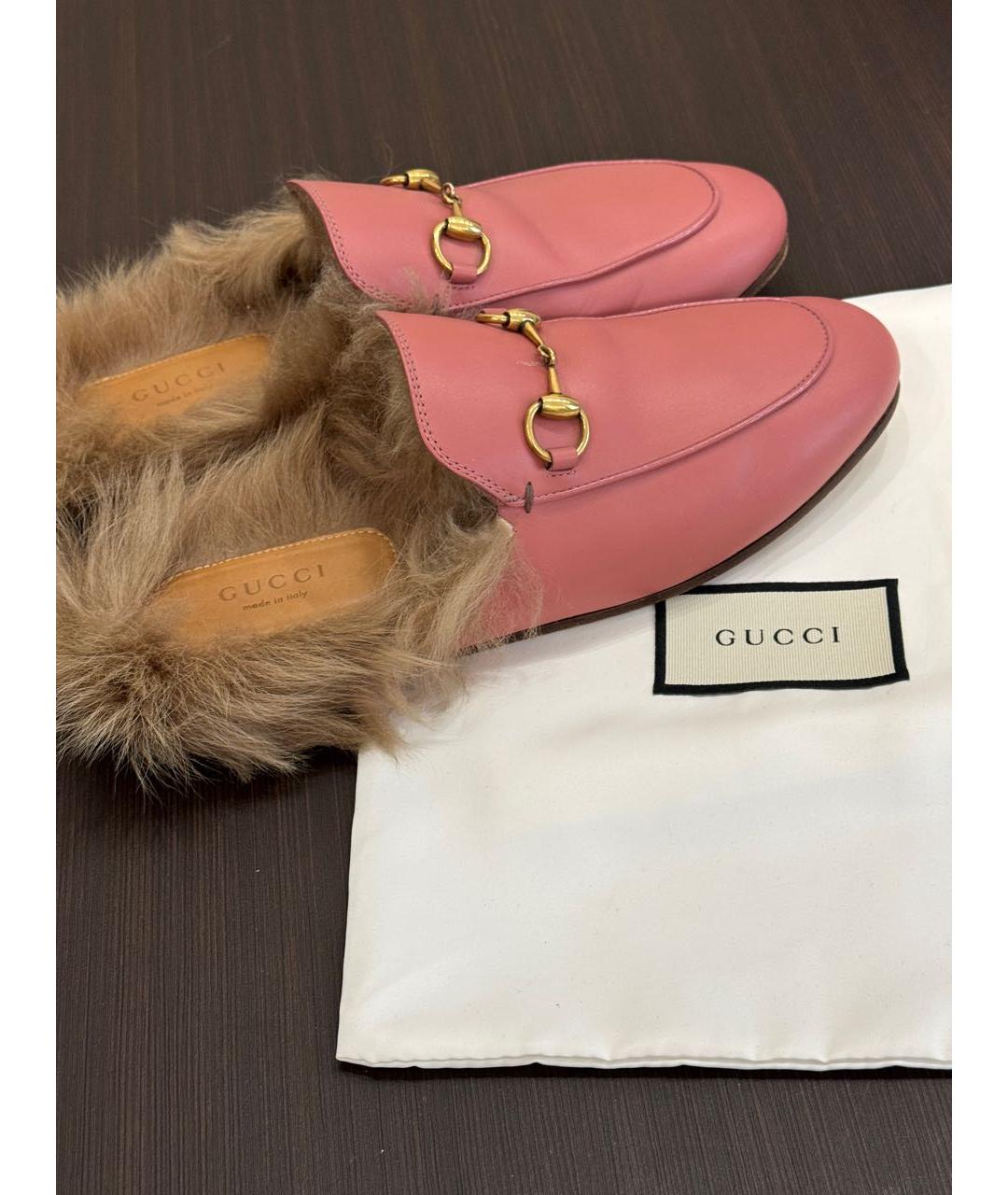GUCCI Коралловые кожаные мюли, фото 6