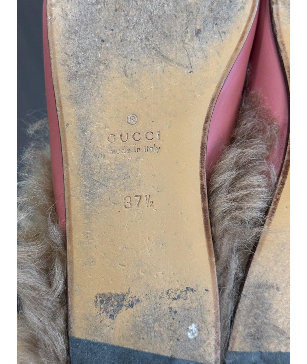 GUCCI Коралловые кожаные мюли, фото 8