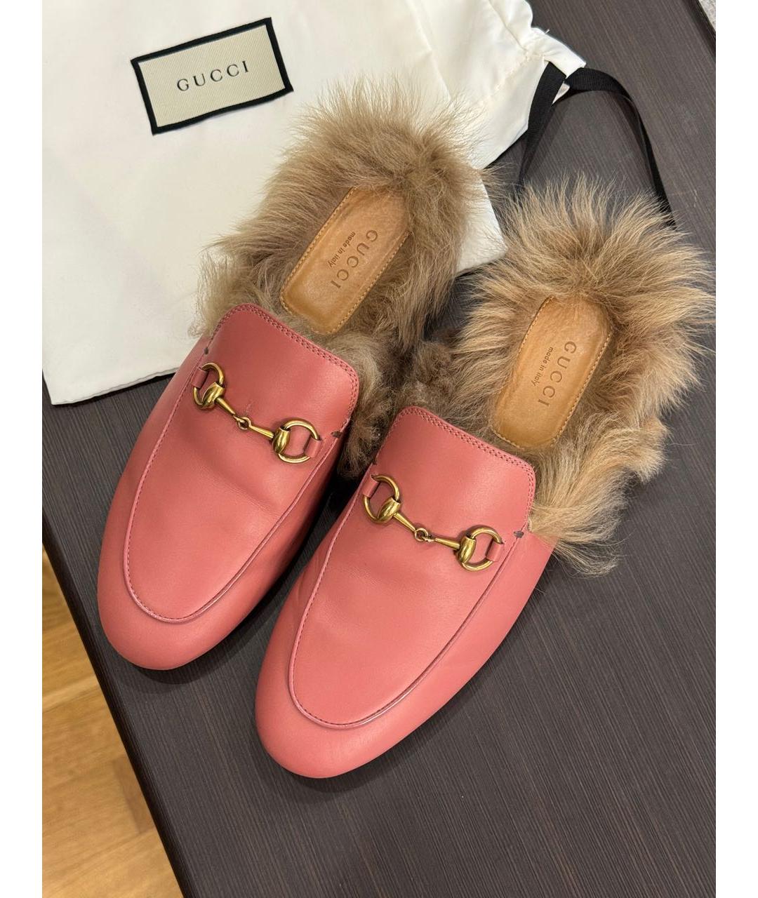 GUCCI Коралловые кожаные мюли, фото 2
