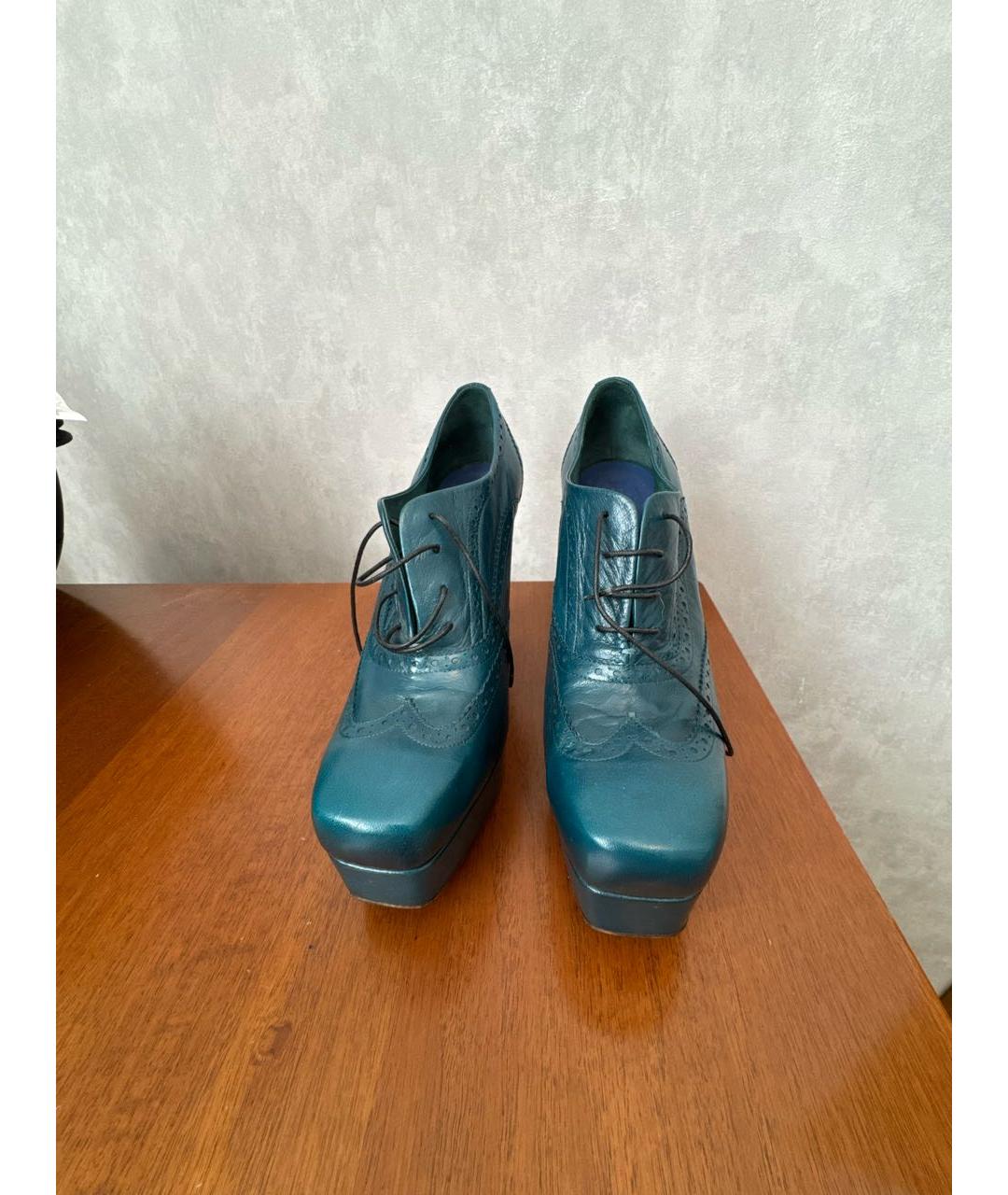 JIL SANDER Зеленые кожаные ботильоны, фото 2