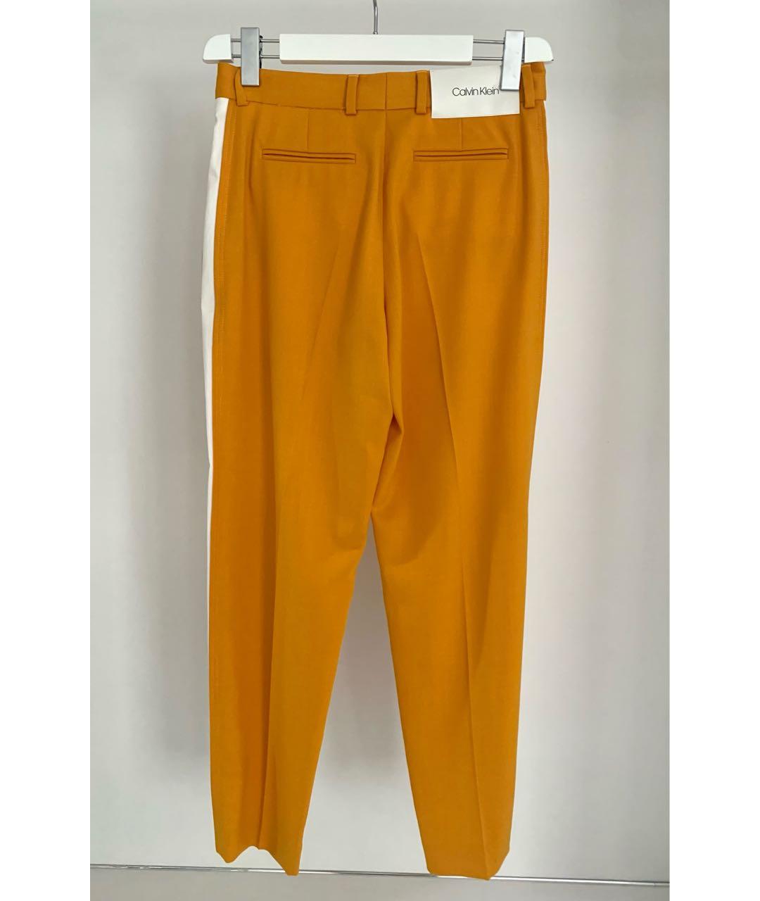 CALVIN KLEIN Горчичные хлопковые прямые брюки, фото 2