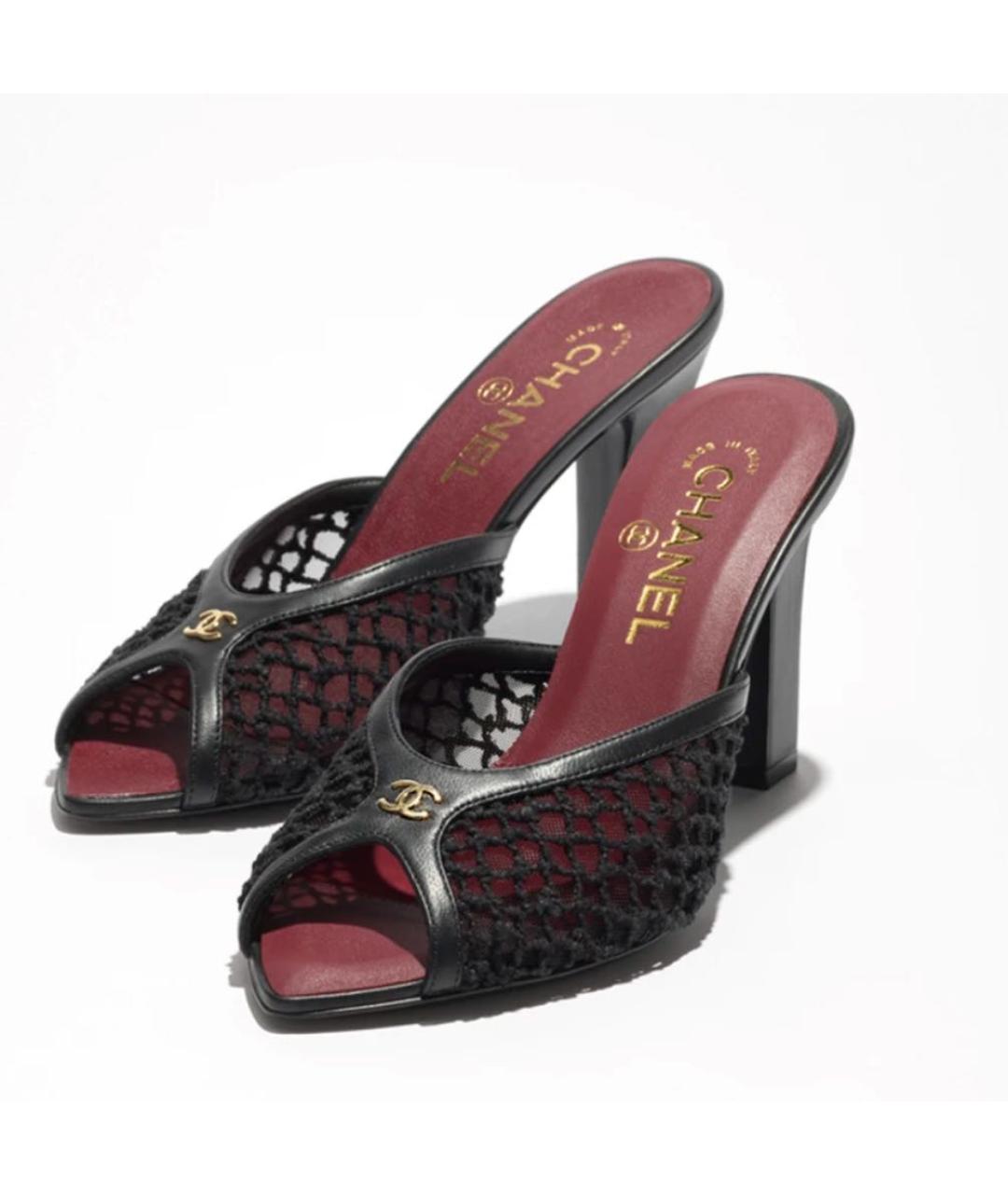 CHANEL Черные кожаные мюли, фото 4
