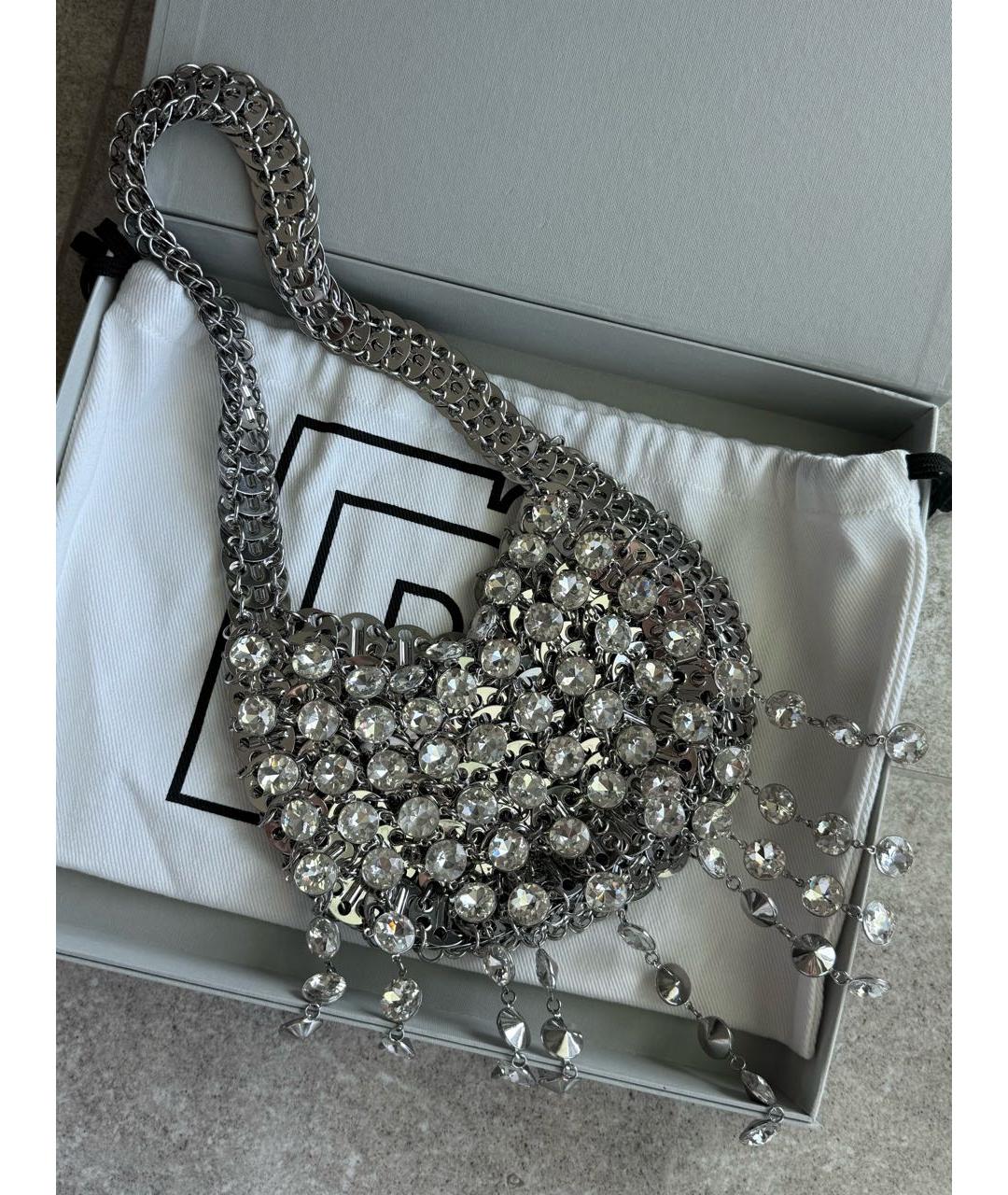 PACO RABANNE Серебряная сумка с короткими ручками, фото 2