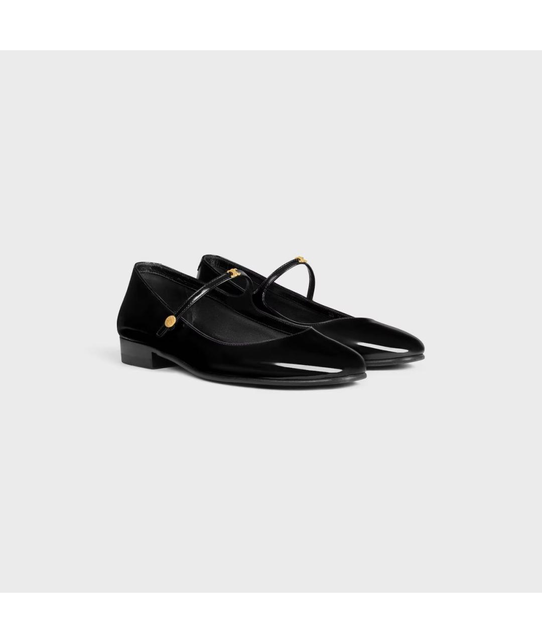 CELINE Черные балетки из лакированной кожи, фото 6