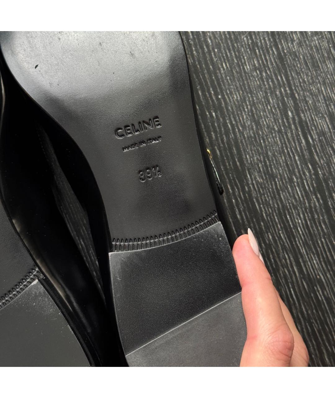 CELINE Черные балетки из лакированной кожи, фото 8