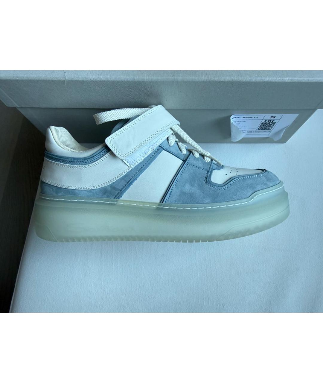 SANTONI Голубые кожаные кеды, фото 6