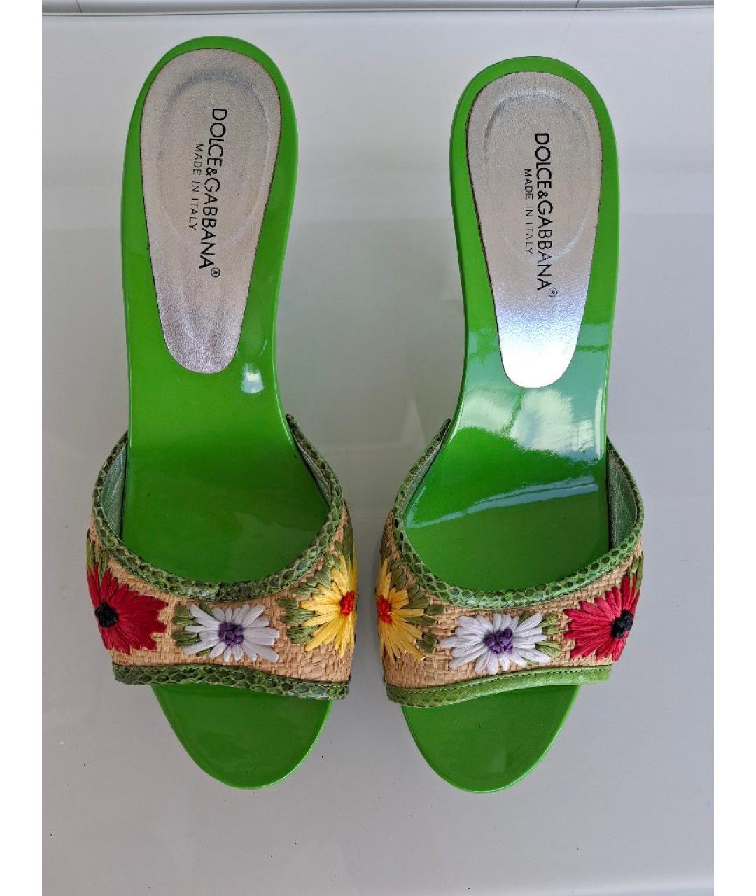 DOLCE&GABBANA Зеленые мюли, фото 2