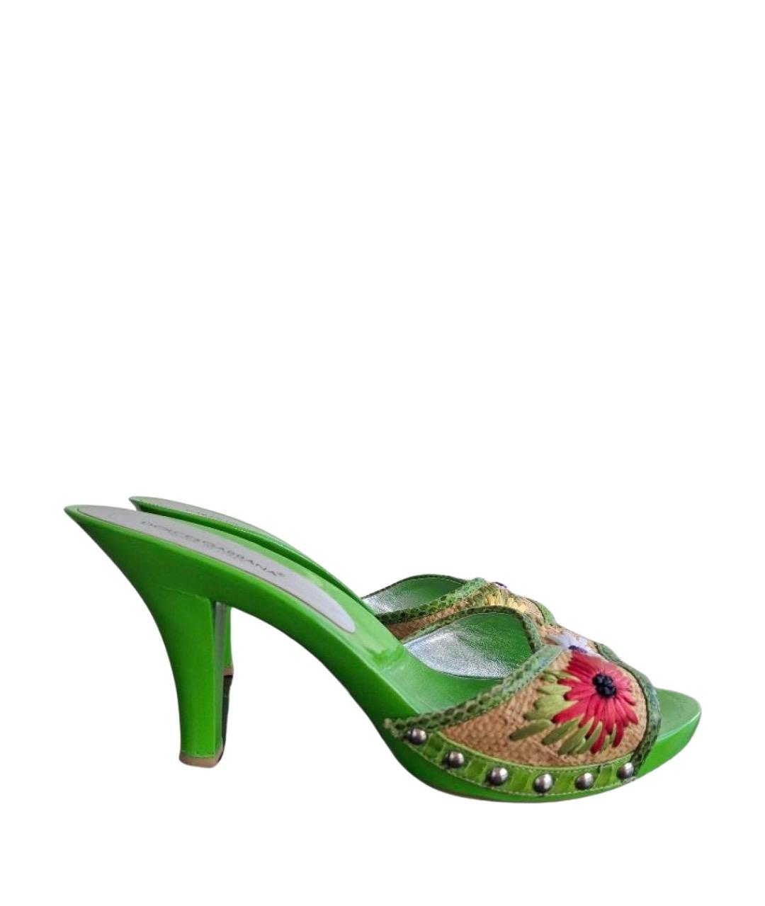 DOLCE&GABBANA Зеленые мюли, фото 1