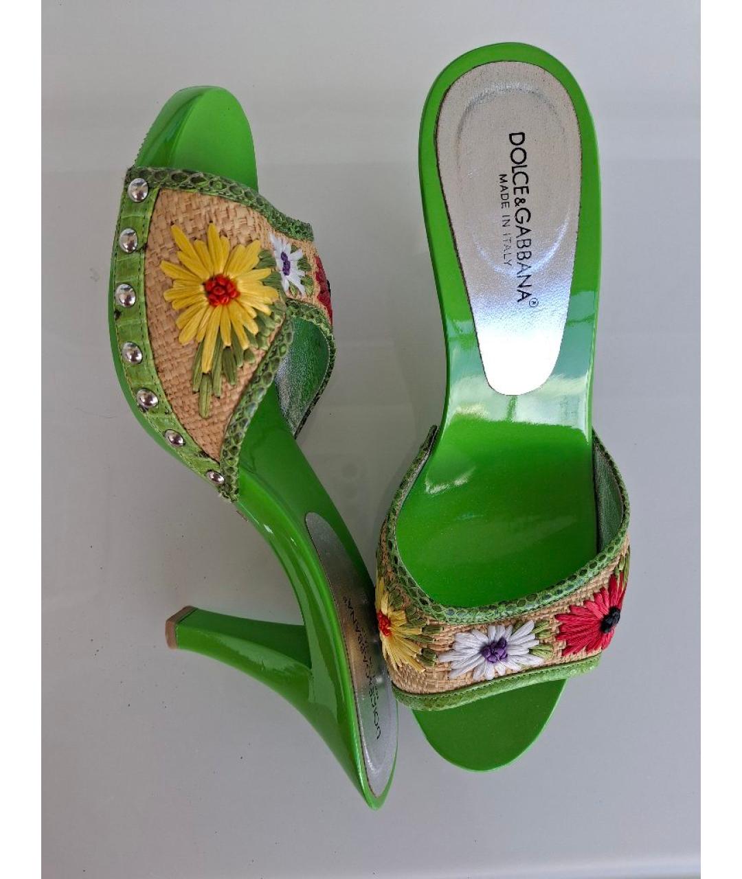 DOLCE&GABBANA Зеленые мюли, фото 4