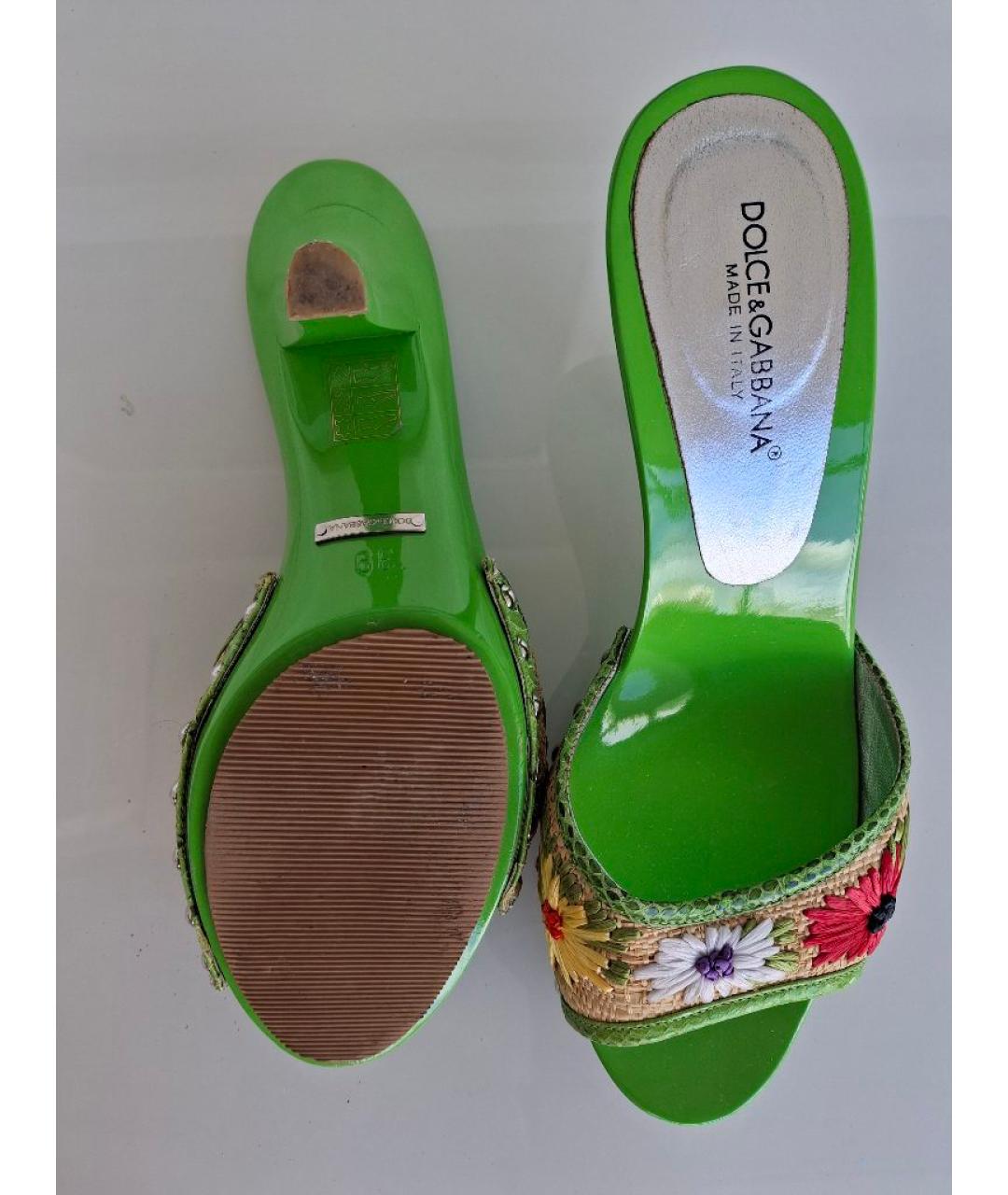 DOLCE&GABBANA Зеленые мюли, фото 3