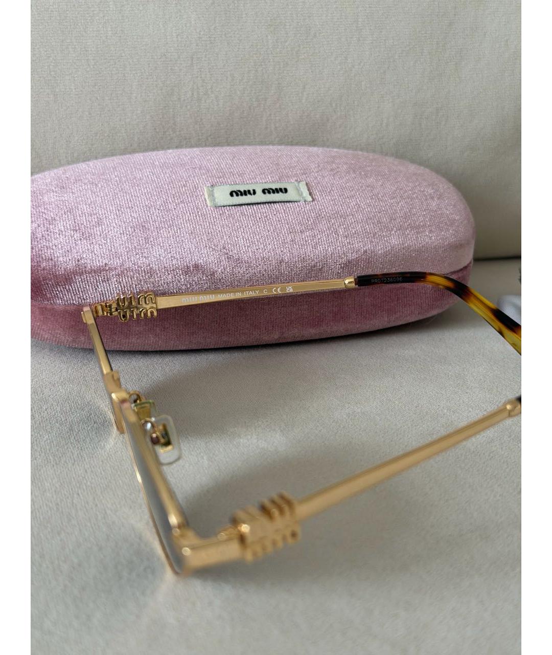 MIU MIU Золотые металлические солнцезащитные очки, фото 5