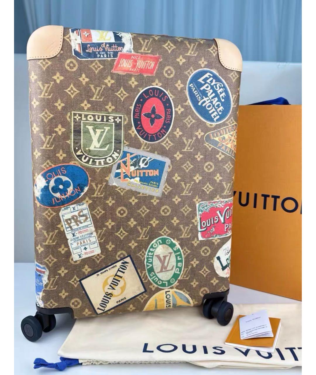 LOUIS VUITTON Коричневый хлопковый чемодан, фото 8