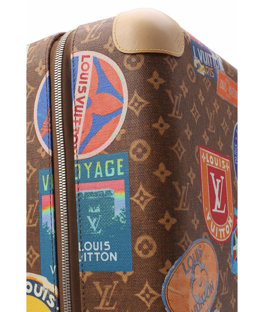 LOUIS VUITTON Коричневый хлопковый чемодан, фото 6