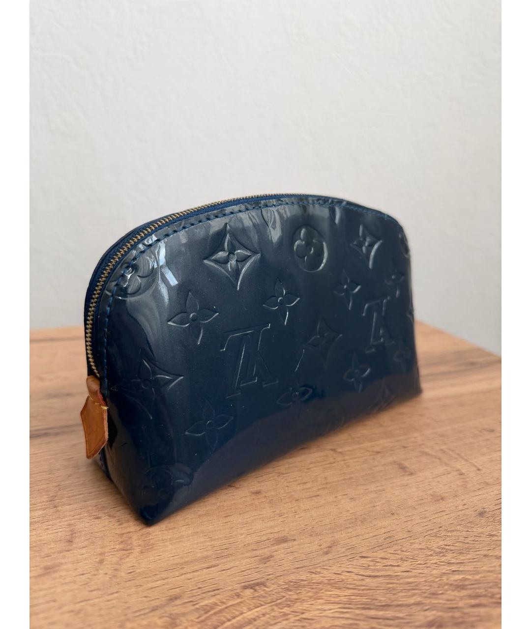 LOUIS VUITTON Темно-синяя кожаная косметичка, фото 2