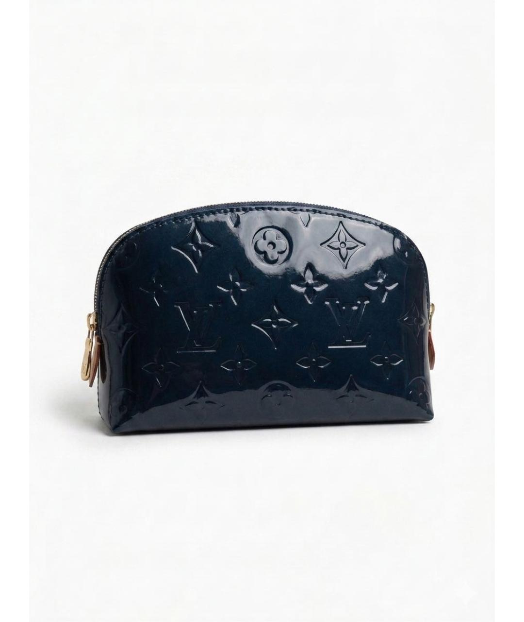 LOUIS VUITTON Темно-синяя кожаная косметичка, фото 7