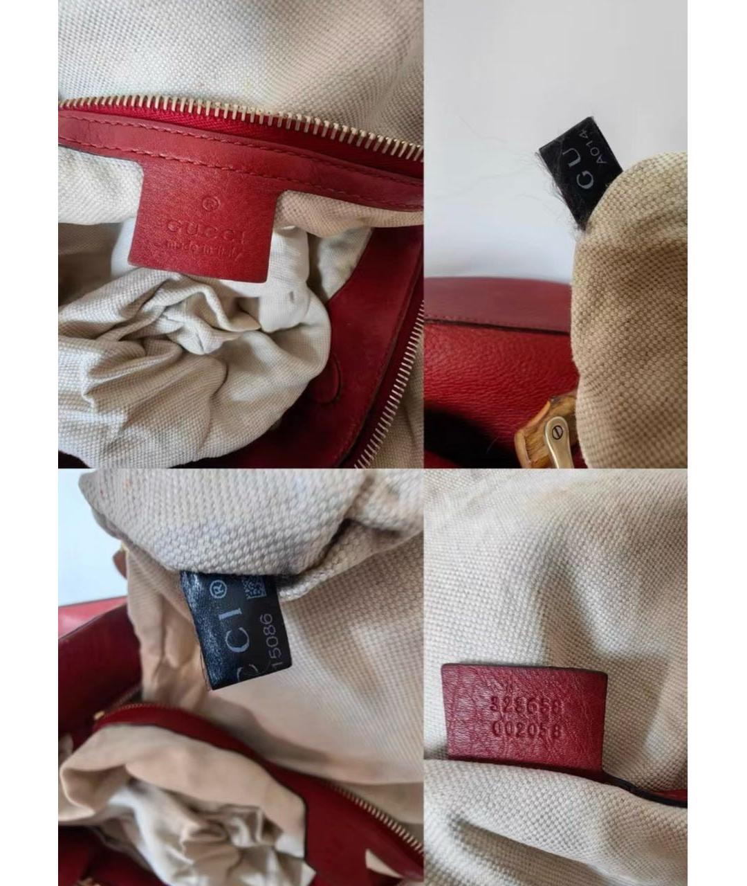 GUCCI Красная кожаная сумка тоут, фото 7