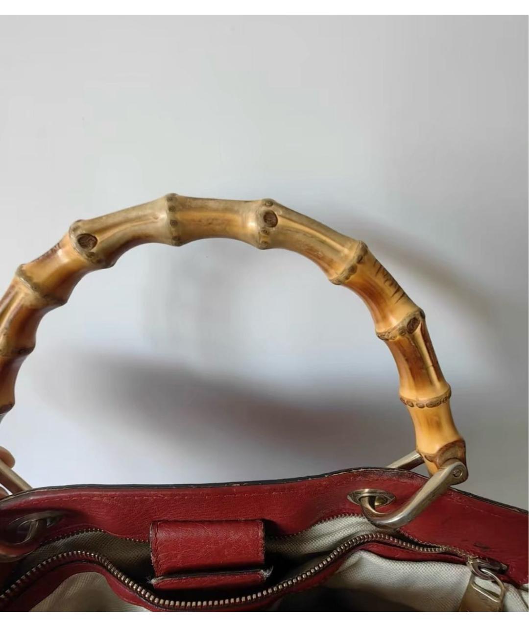 GUCCI Красная кожаная сумка тоут, фото 5
