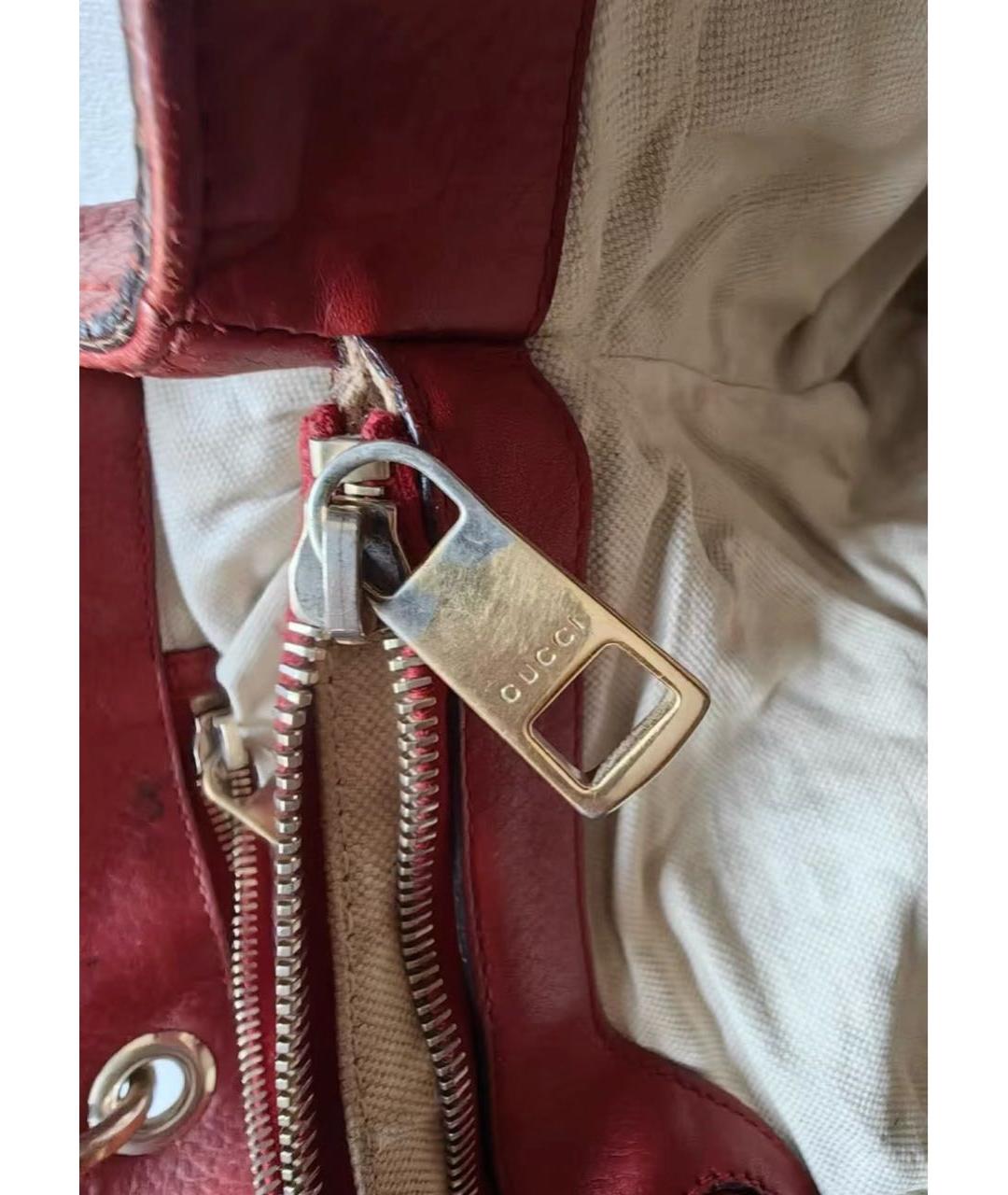 GUCCI Красная кожаная сумка тоут, фото 3
