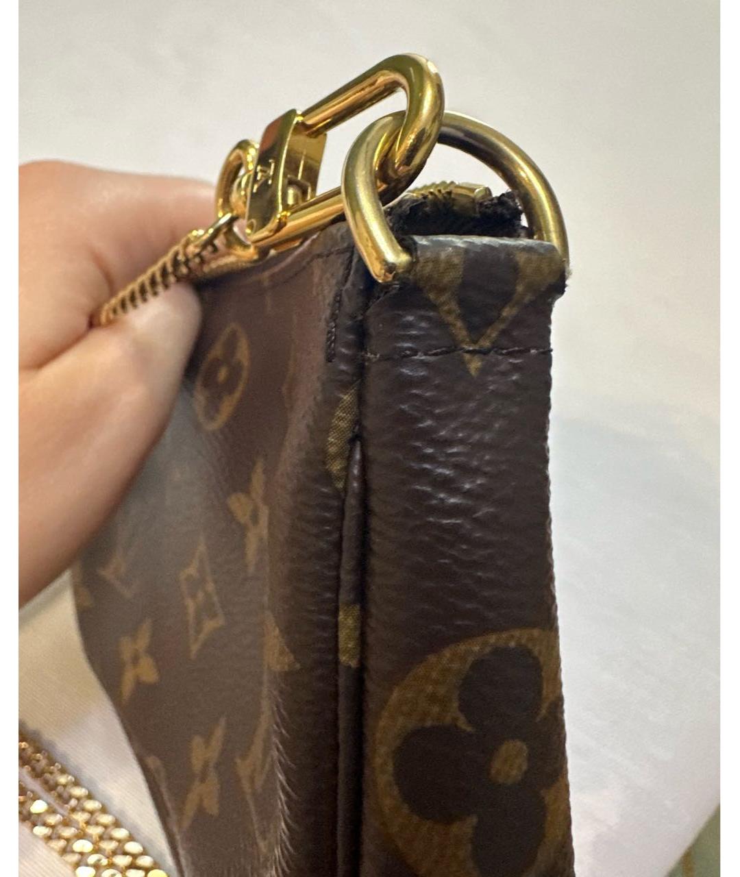 LOUIS VUITTON Коричневая кожаная сумка с короткими ручками, фото 7