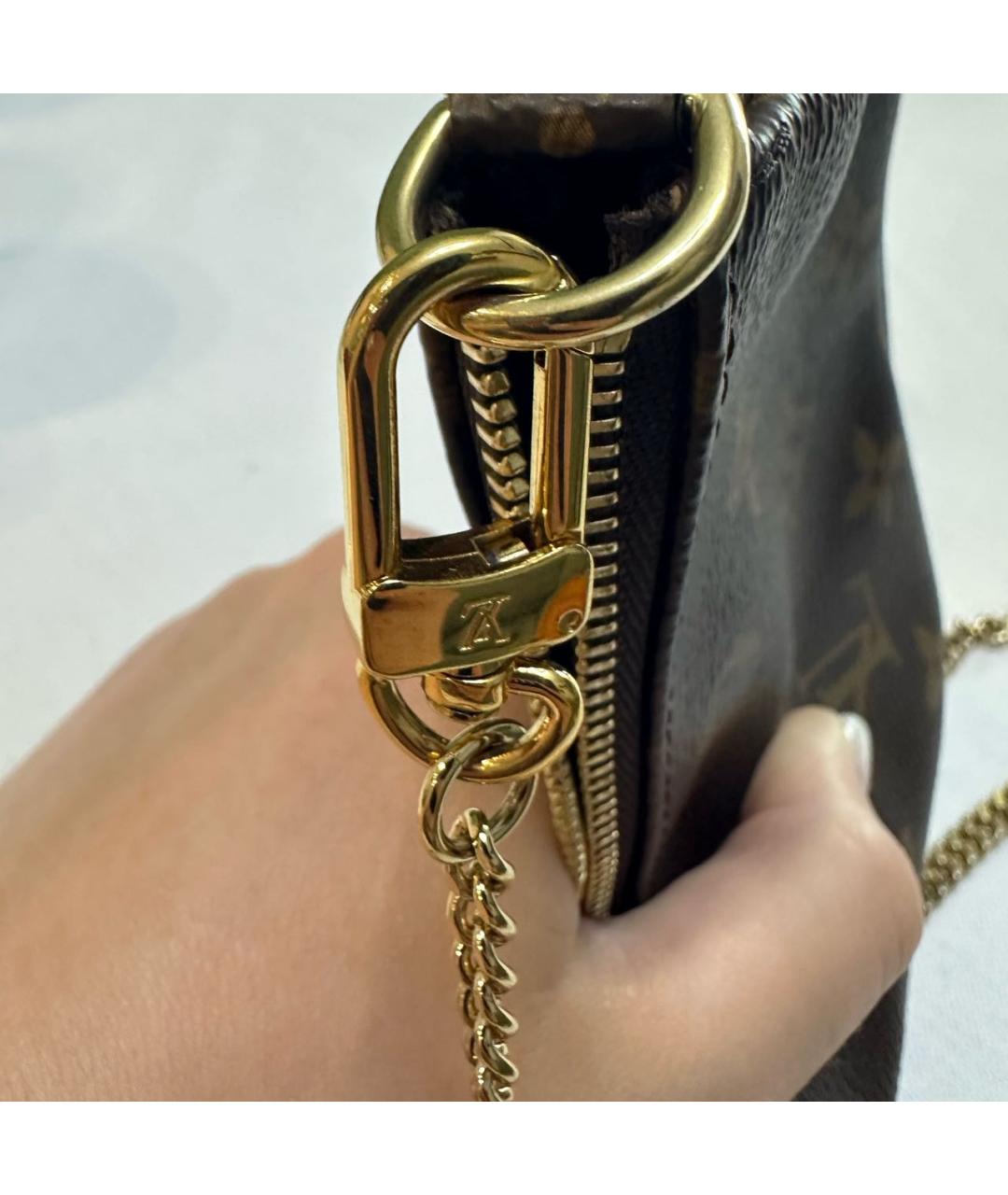 LOUIS VUITTON Коричневая кожаная сумка с короткими ручками, фото 6