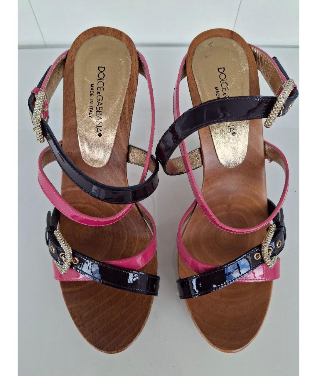 DOLCE&GABBANA Розовые сабо из лакированной кожи, фото 2