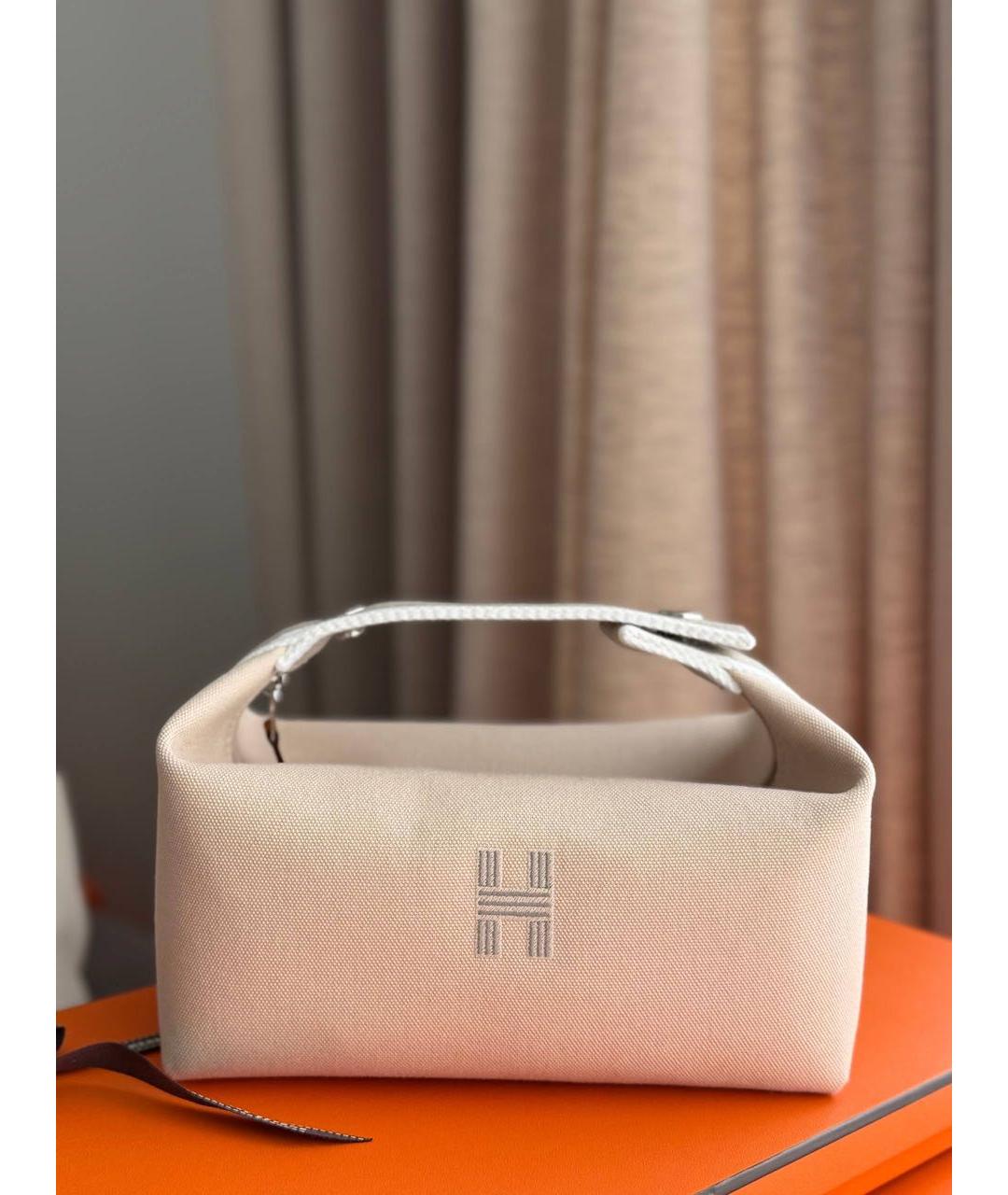 HERMES Бежевая хлопковая косметичка, фото 2