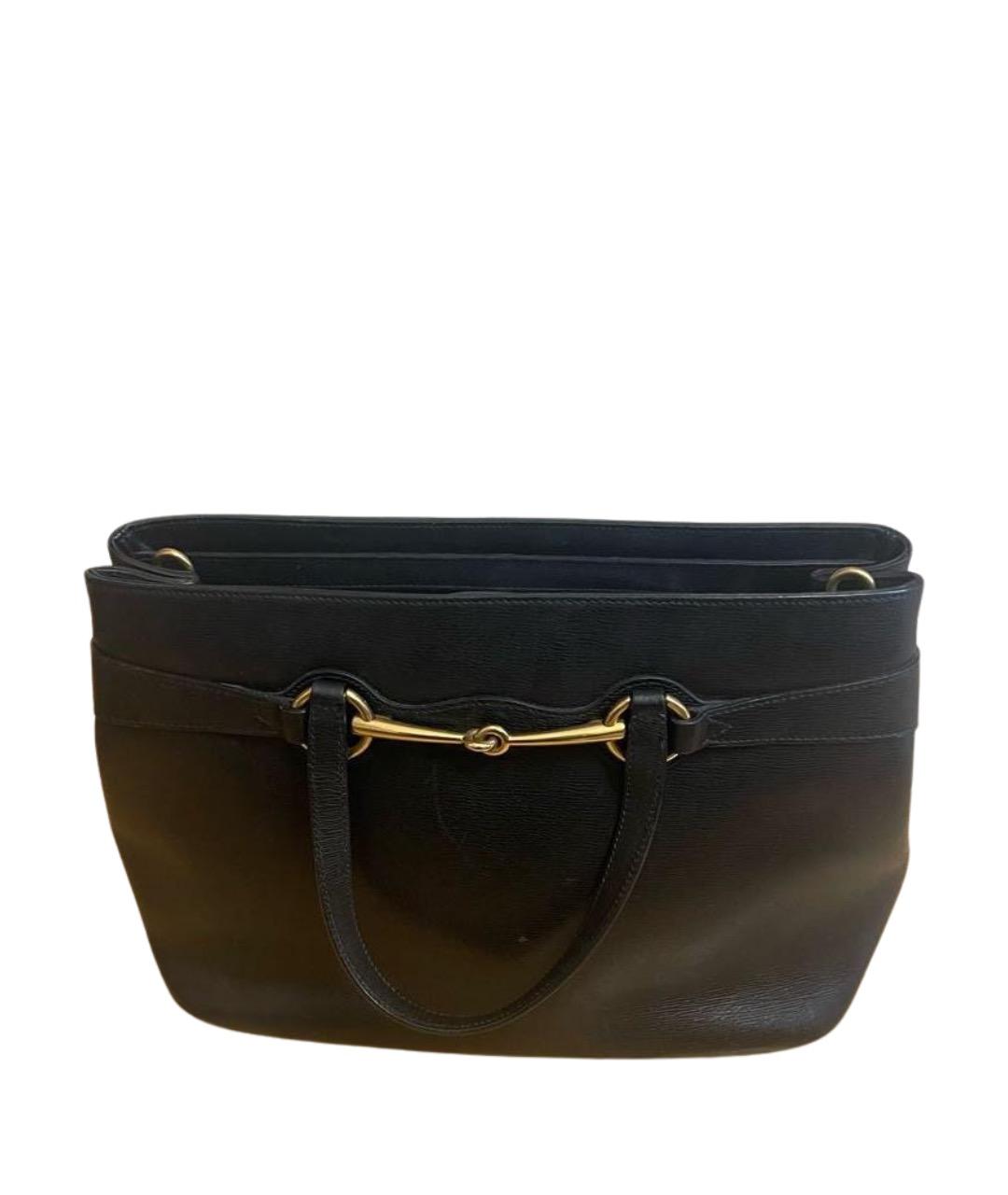 GUCCI Черная кожаная сумка с короткими ручками, фото 1