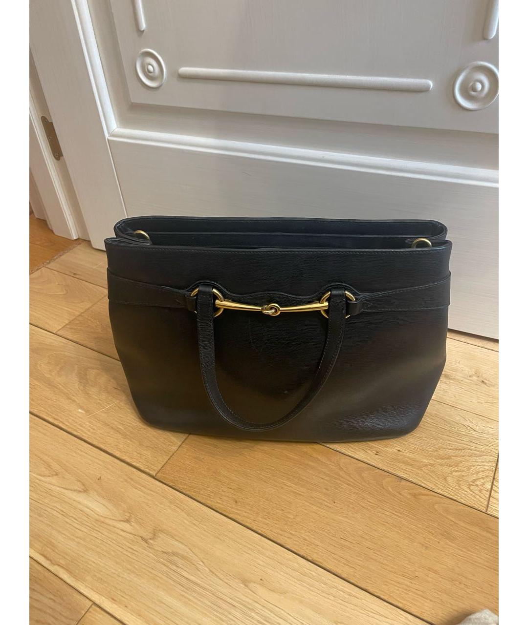 GUCCI Черная кожаная сумка с короткими ручками, фото 5