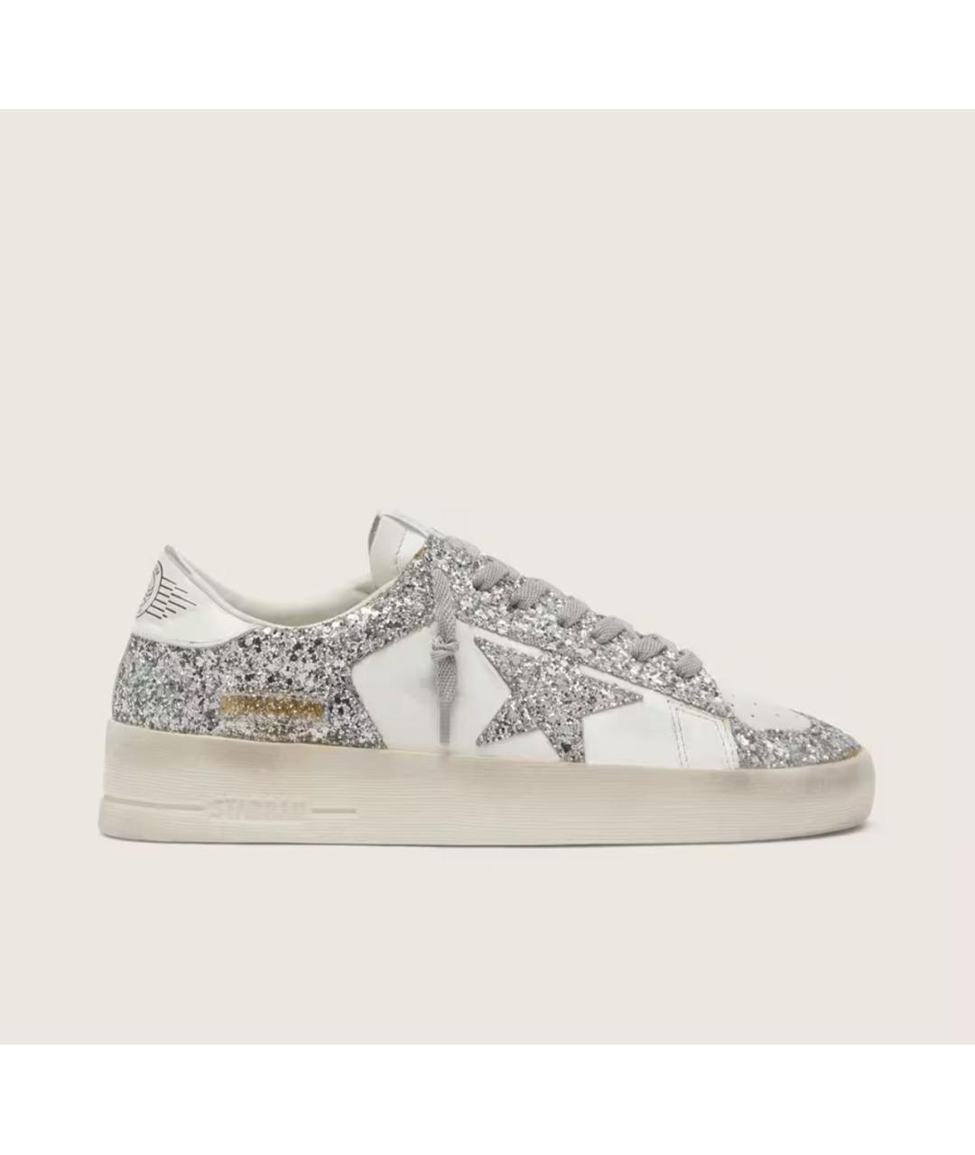 GOLDEN GOOSE Серебряные кожаные кеды, фото 5